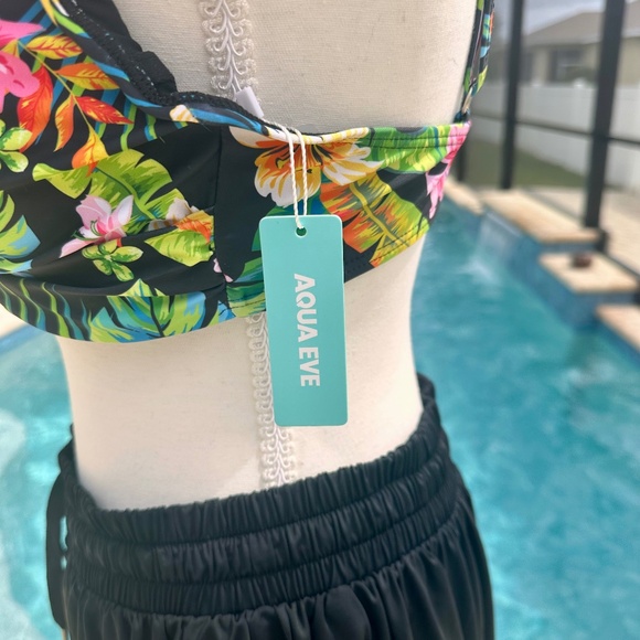 Aqua Eve, Underwire Push Up Bikini Top W/ Butterfly Swim Skorts, Size L - Picture 7 of 13